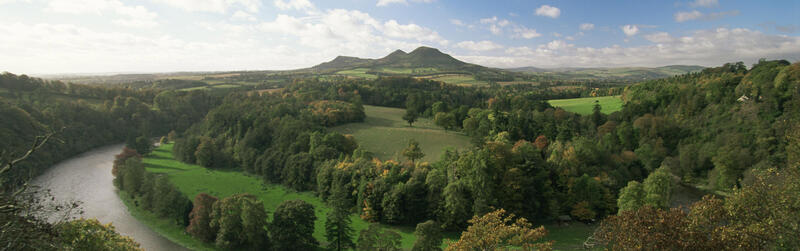 About The Lothians: Sir Walter Scott's view looking west over the river Tweed towards the Eildon Hills
© VisitScotland/ScottishViewpoint Banner image for About the Lothians