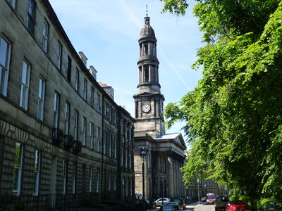 The Georgian sweep of Bellevue Cresent, which is beside the apartment building